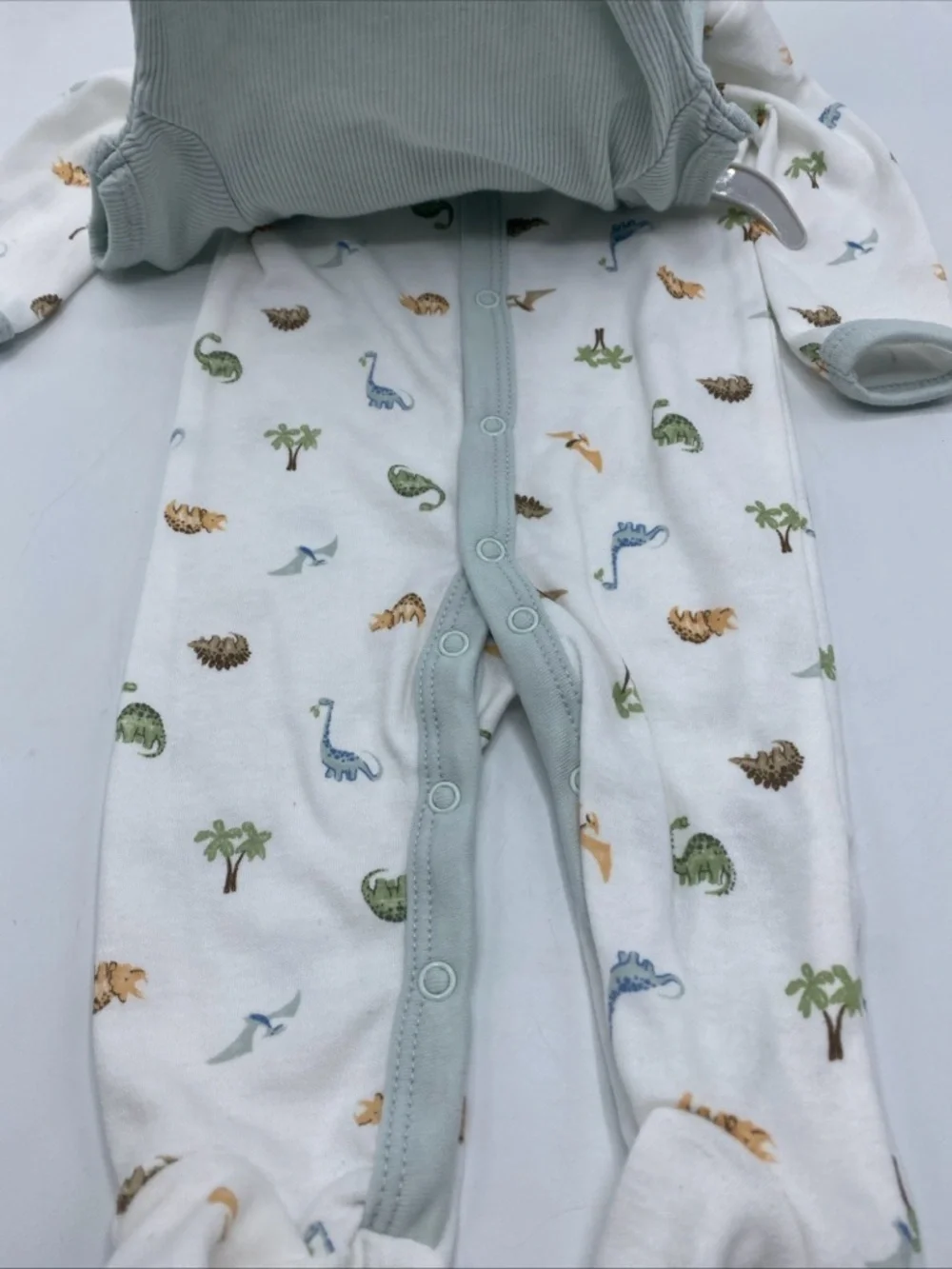 Le Top Bebe Dinosaur Bodysuit Pant Bib Outfit 3PC Set 0-3 Months Cute A Saurus